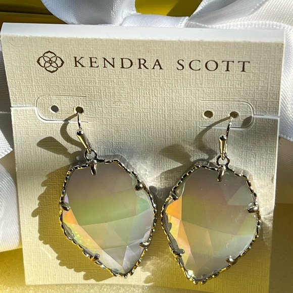 Like New RARE Kendra Scott Corley Earrings Silver & Slate Iridescent GORGEOUS! - Picture 13 of 16